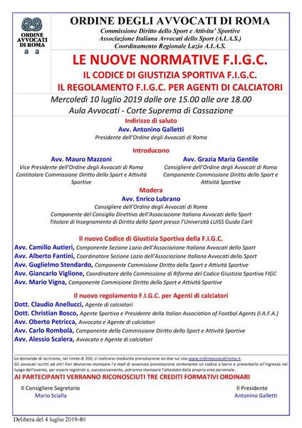 Lawyer Mario Vigna in the conference panel "New regulations Italian Football Federation"