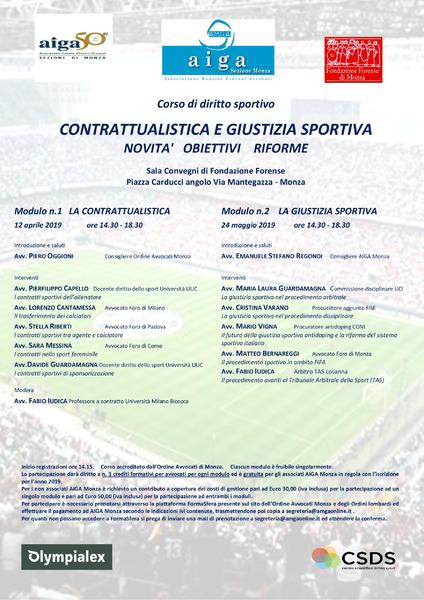 Report of the lawyer Vigna during Sports Law Course "Contracts and sports justice: news, objectives and reforms"