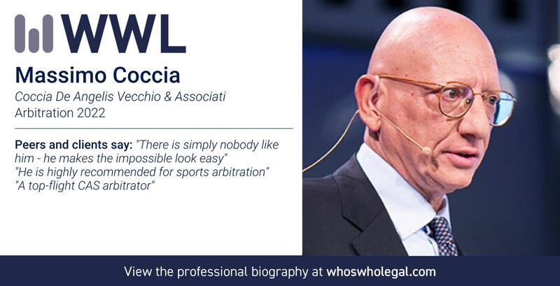 Who's Who Legal - Arbitraje: presencia confirmada del prof. Coccia