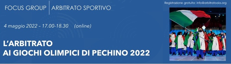 Webinar AIA: L'arbitrato ai Giochi Olimpici di Pechino 2022