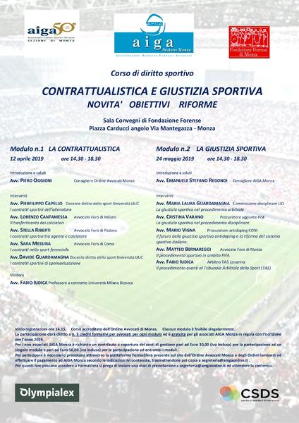 Relazione dell'avvocato Vigna Corso di Diritto Sportivo "Contrattualistica e giustizia sportiva: novità, obiettivi e riforme"